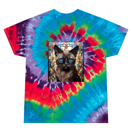 Siamese kitten in stained glass Tie Dye T Shirts
