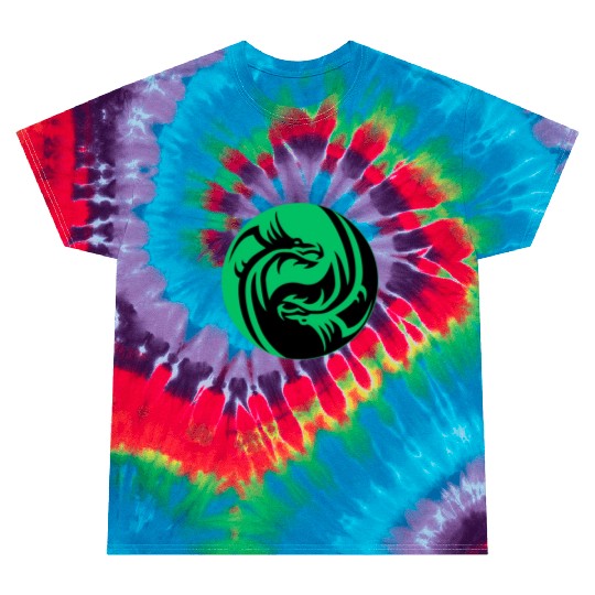 tow Dragonball in circle green and black Tie Dye T Shirts