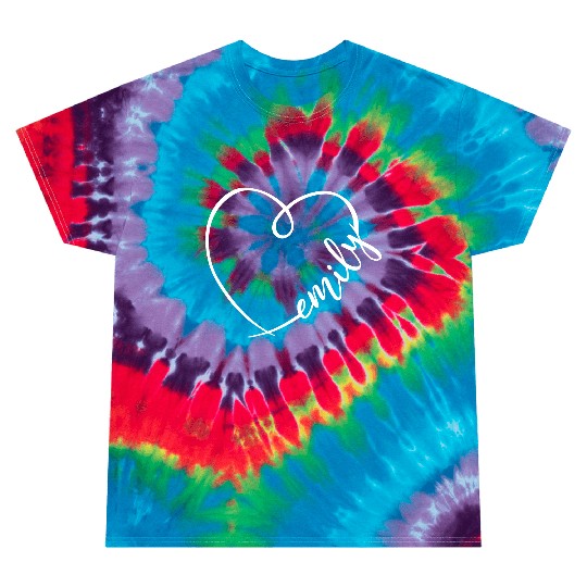 Emily Name Heart Calligraphy Tie Dye T Shirts