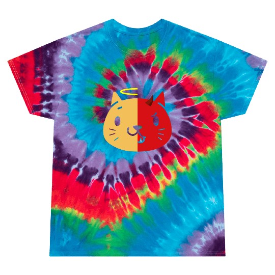 Two Face Cat Angel And Devil Tie Dye T Shirts