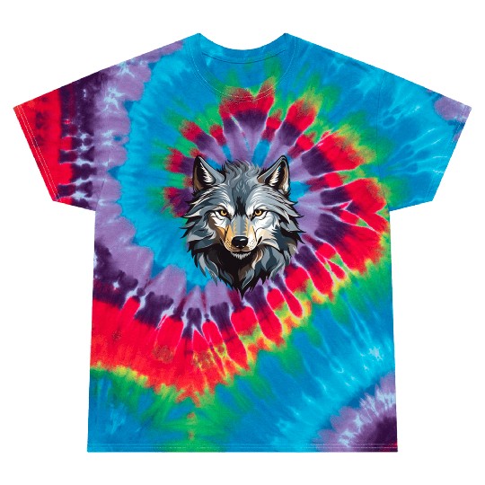Majestic Wolf Face Illustration Tie Dye T Shirts