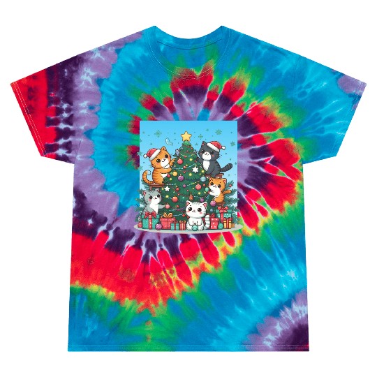 Kittens decorate a Christmas tree Tie Dye T Shirts