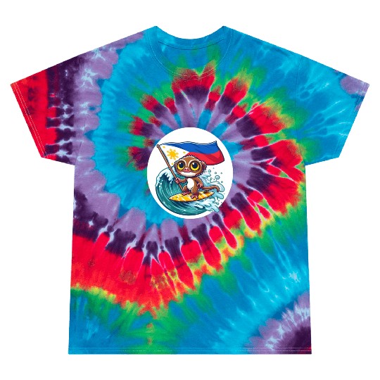 Surfing tarsier Philippine flag Tie Dye T Shirts