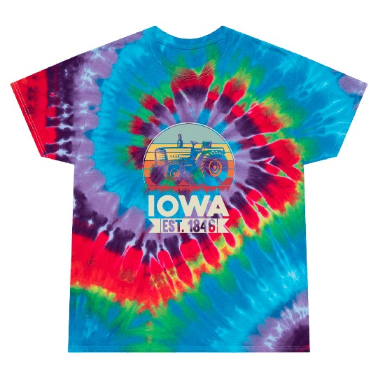 Iowa Vintage Tractor Farmer Gifts Tie Dye T Shirts