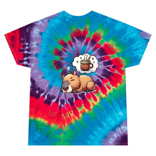 Sweet Capybara Dreaming of Yerba Mate Tie Dye T Shirts