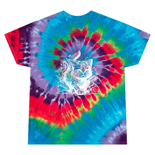 Cute Little House Cat In Tattoo Style Tie Dye T Shirts