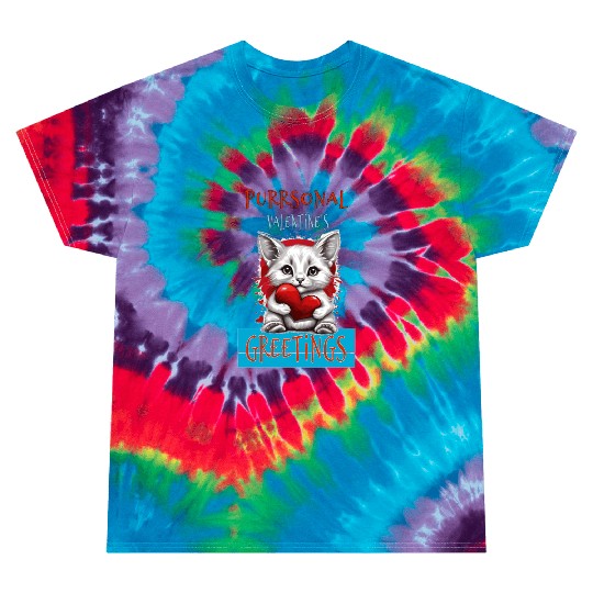 Purrsonal Valentine's Greetings Cute White Cat Tie Dye T Shirts