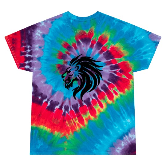 Angry Lion Head Tattoo Style Waving Mane Tie Dye T Shirts