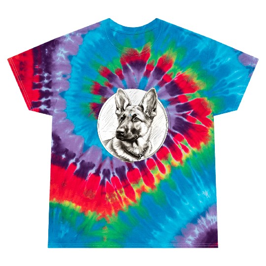 German sheperd puppy portrait pencil sketch Tie Dye T Shirts