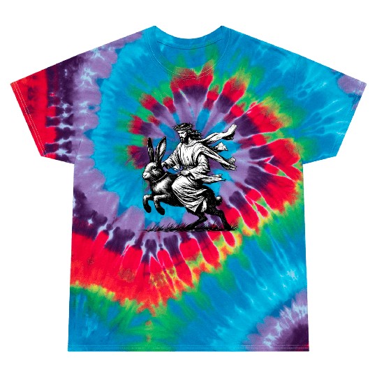 Jesus Riding the Easter Bunny Tie Dye T Shirts