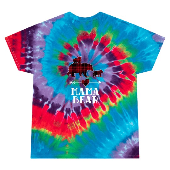 Mama Bear 2 Cubs Tie Dye T Shirts Christmas Mama Bear Plaid
