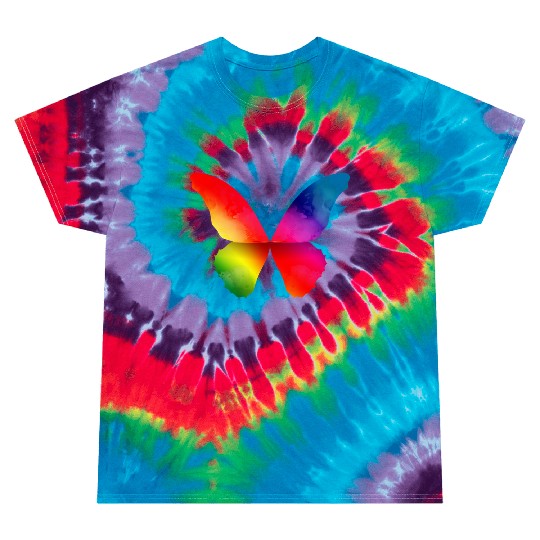 Butterfly shape in strong rainbow colors Tie Dye T Shirts
