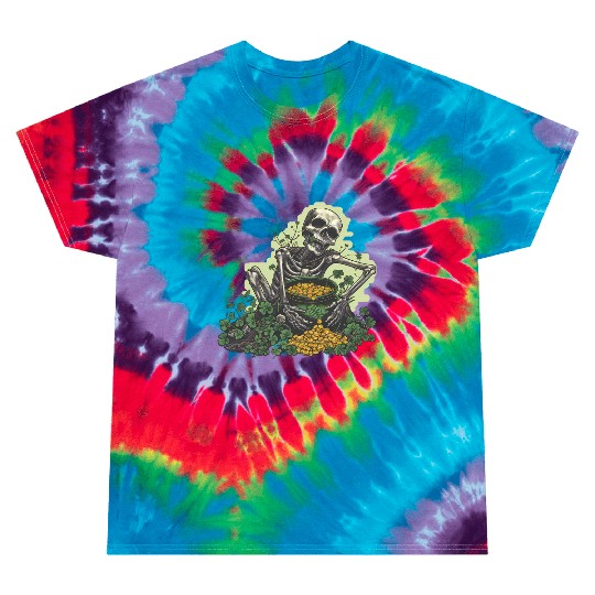 St Patricks Skeleton Pot of Gold Tie Dye T Shirts