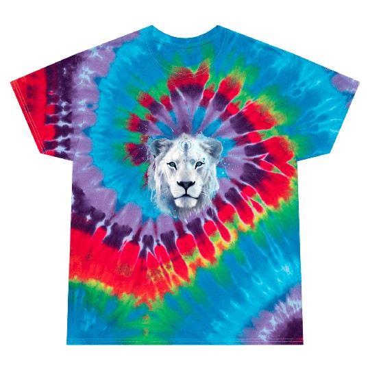 White Lion with glowing blue tribal marks Tie Dye T Shirts
