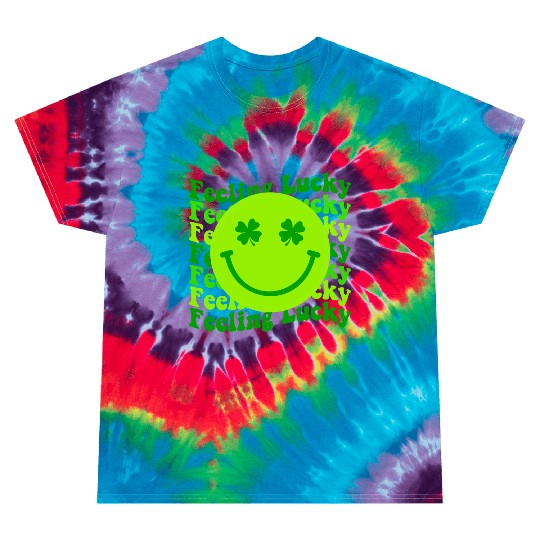 Irish Clover Feeling Lucky Smiling Face Tie Dye T Shirts
