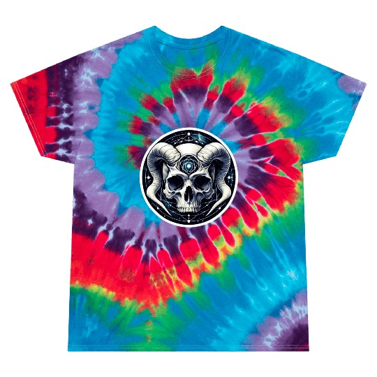 Cosmic Nirvana Serenity: Horned Skull Tie Dye T Shirts