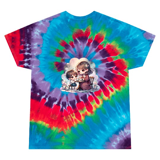 Mother and Son Enjoying a Cozy Tea Party Tie Dye T Shirts