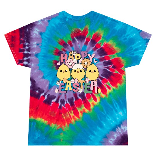 Happy Easter Easter eggs chicks Spring flowers Tie Dye T Shirts