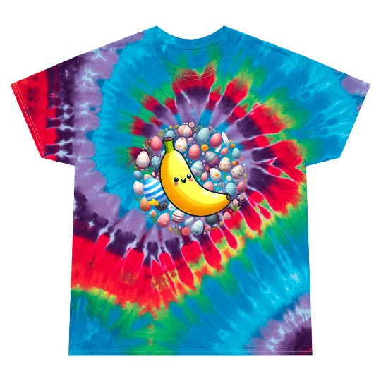Banana Among Colorful Easter Eggs Tie Dye T Shirts