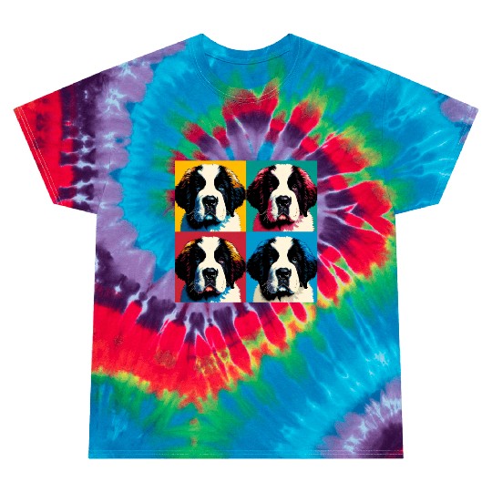 Pop Retro Saint Bernard Puppy Art - Dog Portrait Tie Dye T Shirts