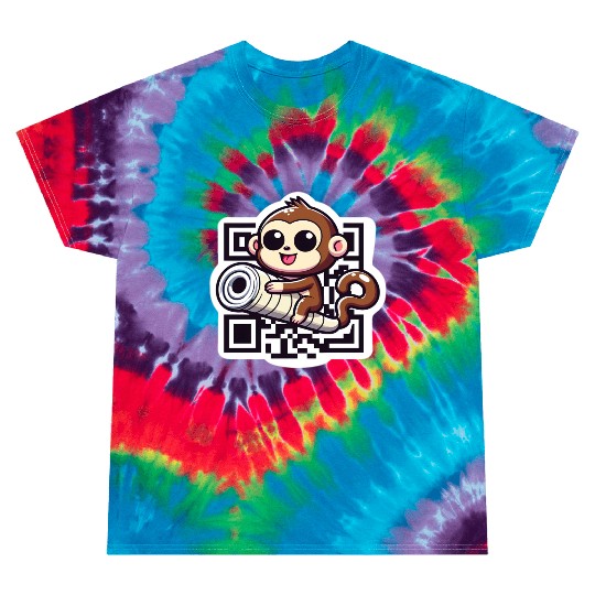 Curious Monkey with QR Code Tie Dye T Shirts