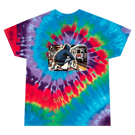 AI Teen in Subway Layup Underground- Masked Border Tie Dye T Shirts
