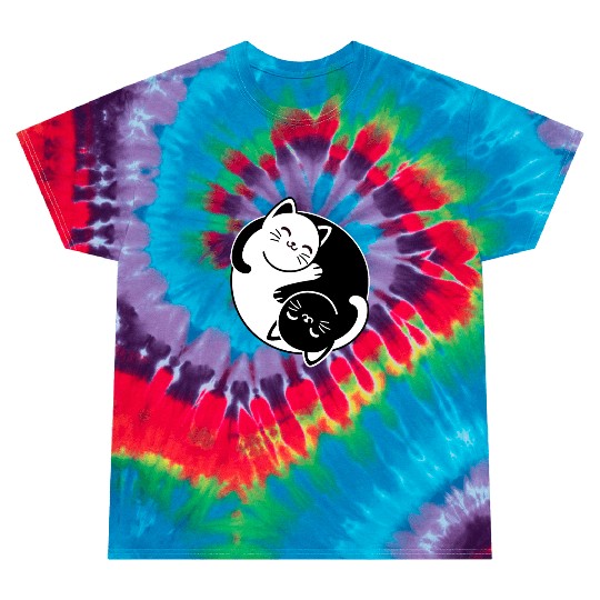Yin and Yang Cats Tie Dye T Shirts