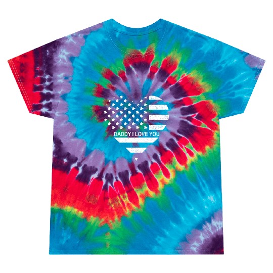 I Love Daddy American Flag Heart Gift Fathers Day Tie Dye T Shirts