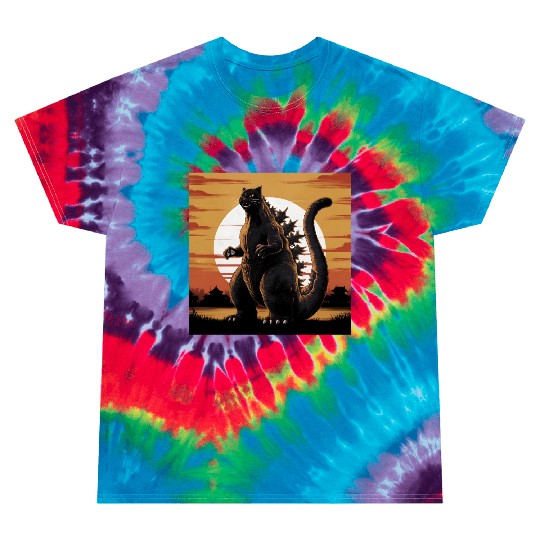 Catzilla Cat Japanese Art Funny Cat Gifts Tie Dye T Shirts
