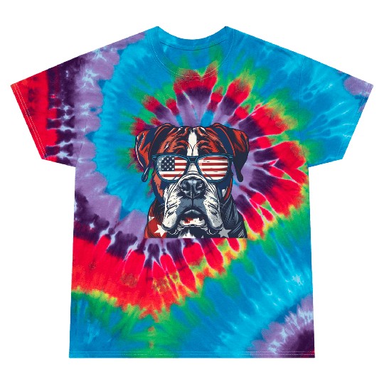 Boxer dog. American memorial day Tie Dye T Shirts