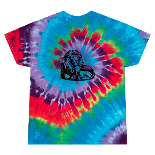 Lion and Lamb Black Design Christian Tie Dye T Shirts