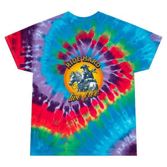 Western American Cowboy Retro Vintage Sunset Tie Dye T Shirts