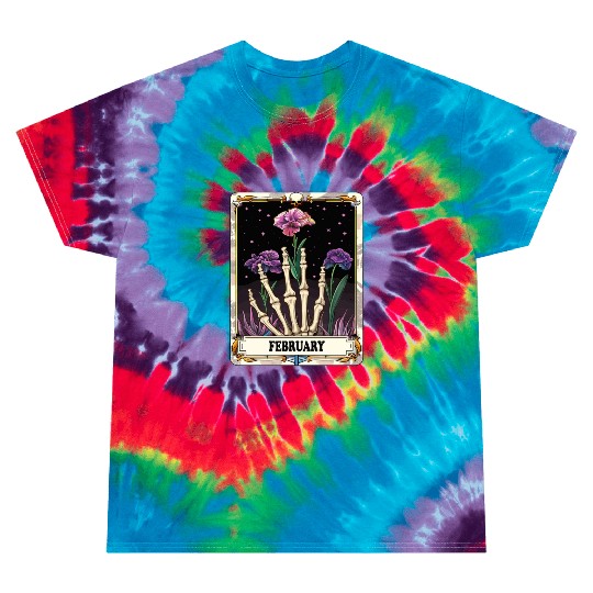 February Gothic Tarot Card - Violet Flower & Skele Tie Dye T Shirts