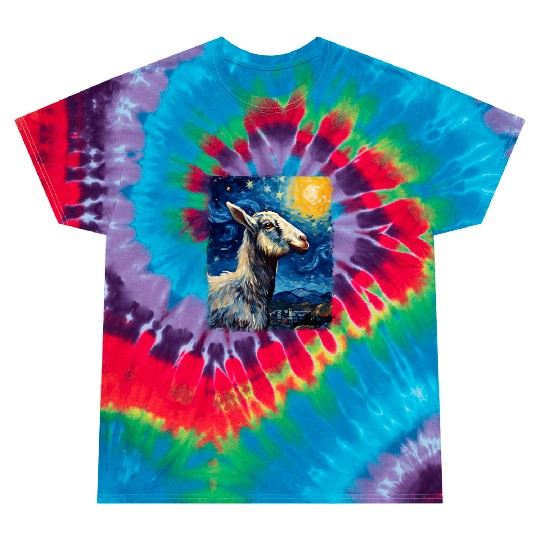 Goat Farm Animal Farmer Starry Night Painting Tie Dye T Shirts
