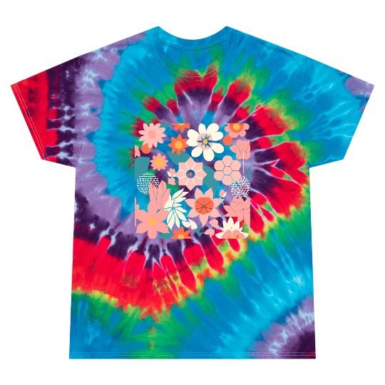 Vintage Floral Design in Muted Colors Tie Dye T Shirts
