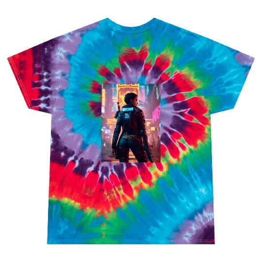 Cyberpunk Warrior: Sentinel of the Neon Streets Tie Dye T Shirts