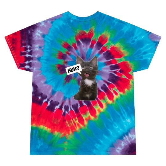 Funny Cross Eyed Cat Meme Huh Funny Cat Tie Dye T Shirts