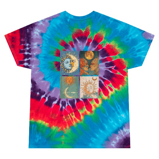 Moon and Sun Tarot Card Designed Look Tie Dye T Shirts