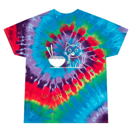 Cute Cat Eating Ramen Kawaii Food Design Tie Dye T Shirts