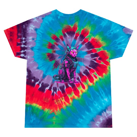 Cyber Warrior Cat Tie Dye T Shirts
