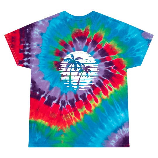 Vintage Palm Tree Beach Sunset Tropical Retro Tie Dye T Shirts