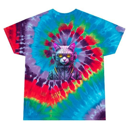 Cyberpunk Cat Warrior Tie Dye T Shirts