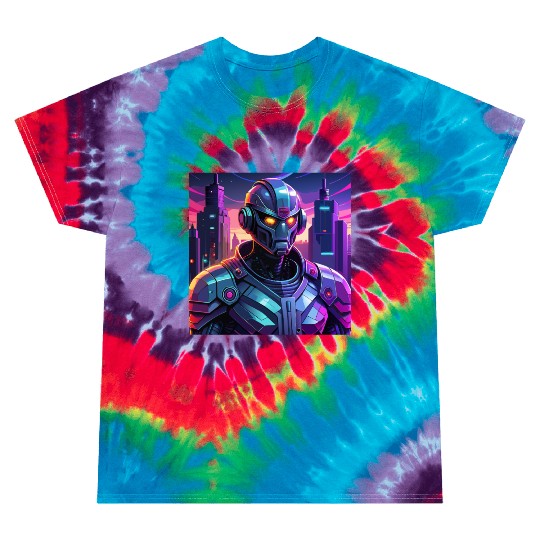 "Cyber Sentinel: Futuristic Robot in a Neon City" Tie Dye T Shirts