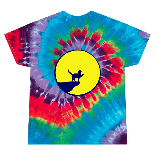 Cat Moon Cliff At Night Werewolf Round Howling Fun Tie Dye T Shirts