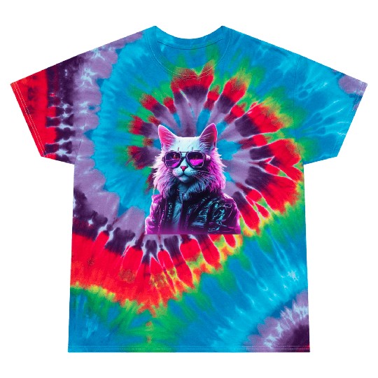 Cyberpunk 80s Disco Cat Tie Dye T Shirts