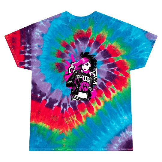 Urban Punk Street Art with Neon Pink Accents Tie Dye T Shirts