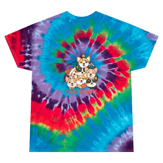Corgi Christmas Tree Merry Christmas Tie Dye T Shirts