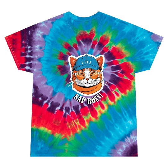 Cat Nap Boss with Cap and Sunglasses Tie Dye T Shirts