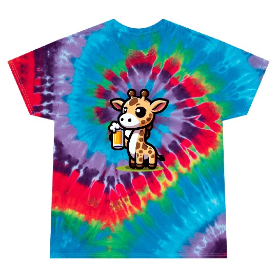 Cute Giraffe Drinking Beer Tie Dye T Shirts