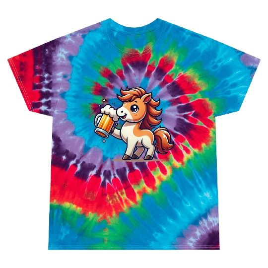 Cute Pony Drinking Beer 3 Tie Dye T Shirts
